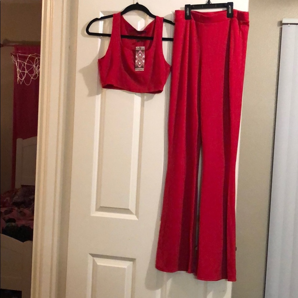 BooHoo bandage flare pants two piece